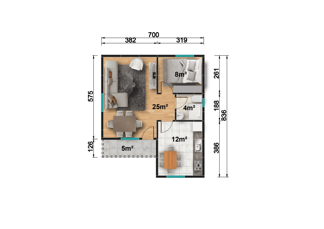 YP104 Tek Katlı Prefabrik Ev