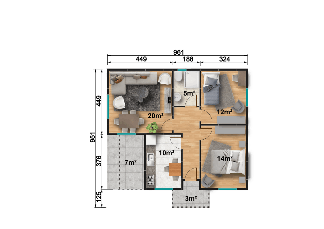 YP114 Tek Katlı Prefabrik Ev