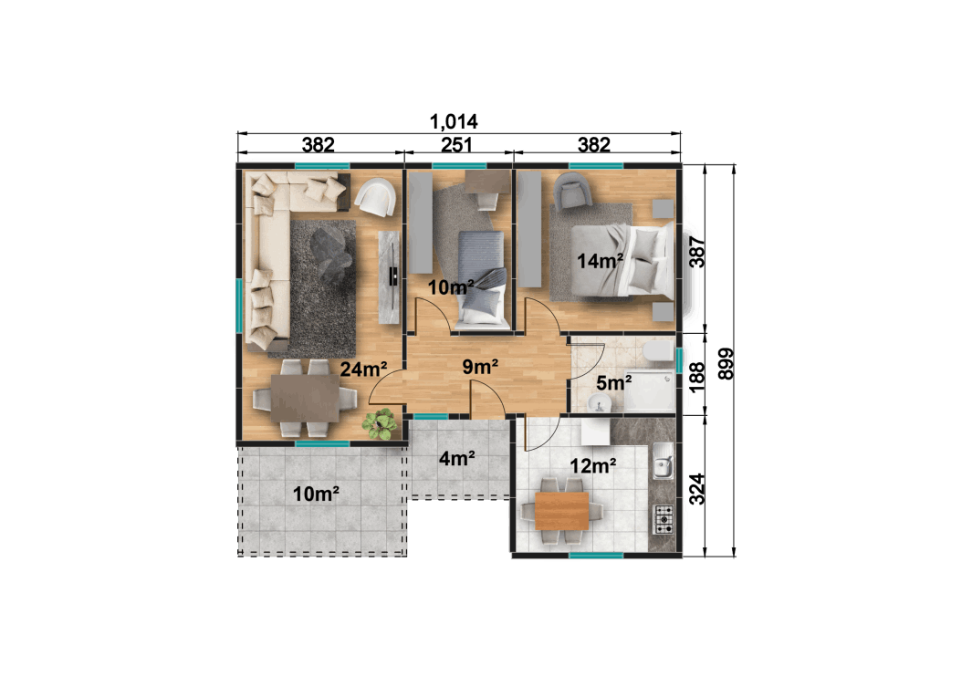 YP120 Tek Katlı Prefabrik Ev