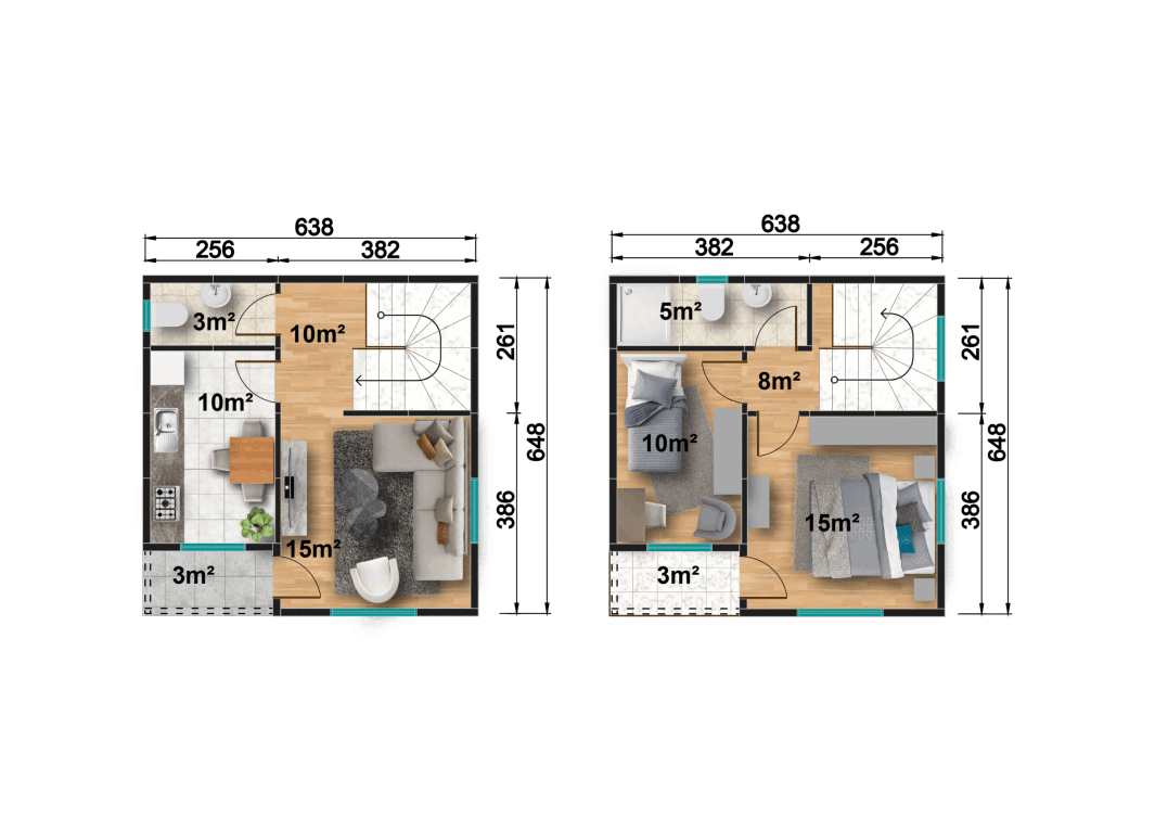 YP200 Çift Katlı Prefabrik Ev