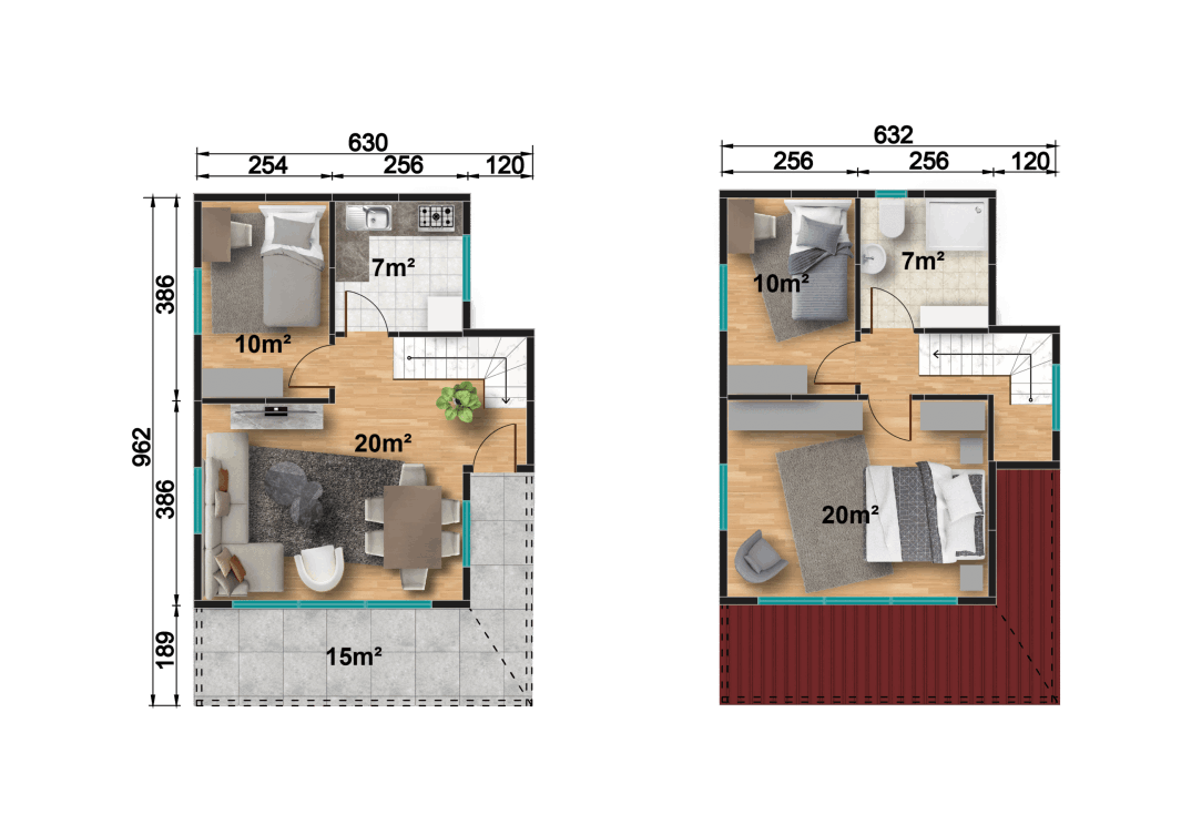 YP202 Çift Katlı Prefabrik Ev