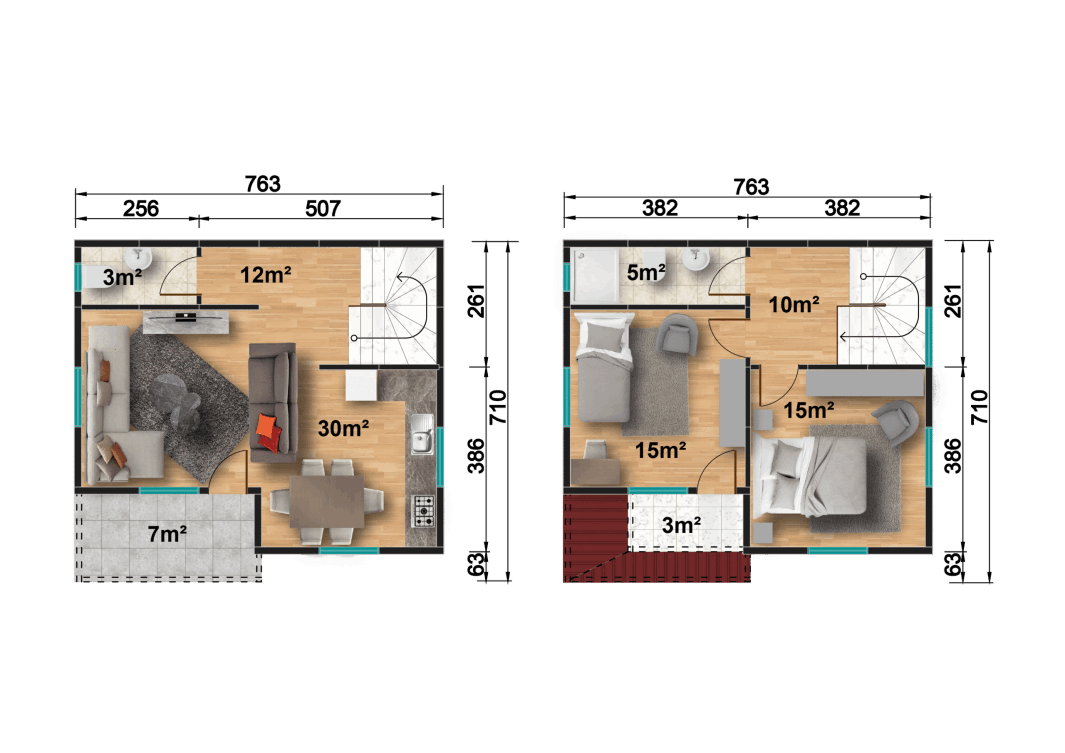 YP203 Çift Katlı Prefabrik Ev