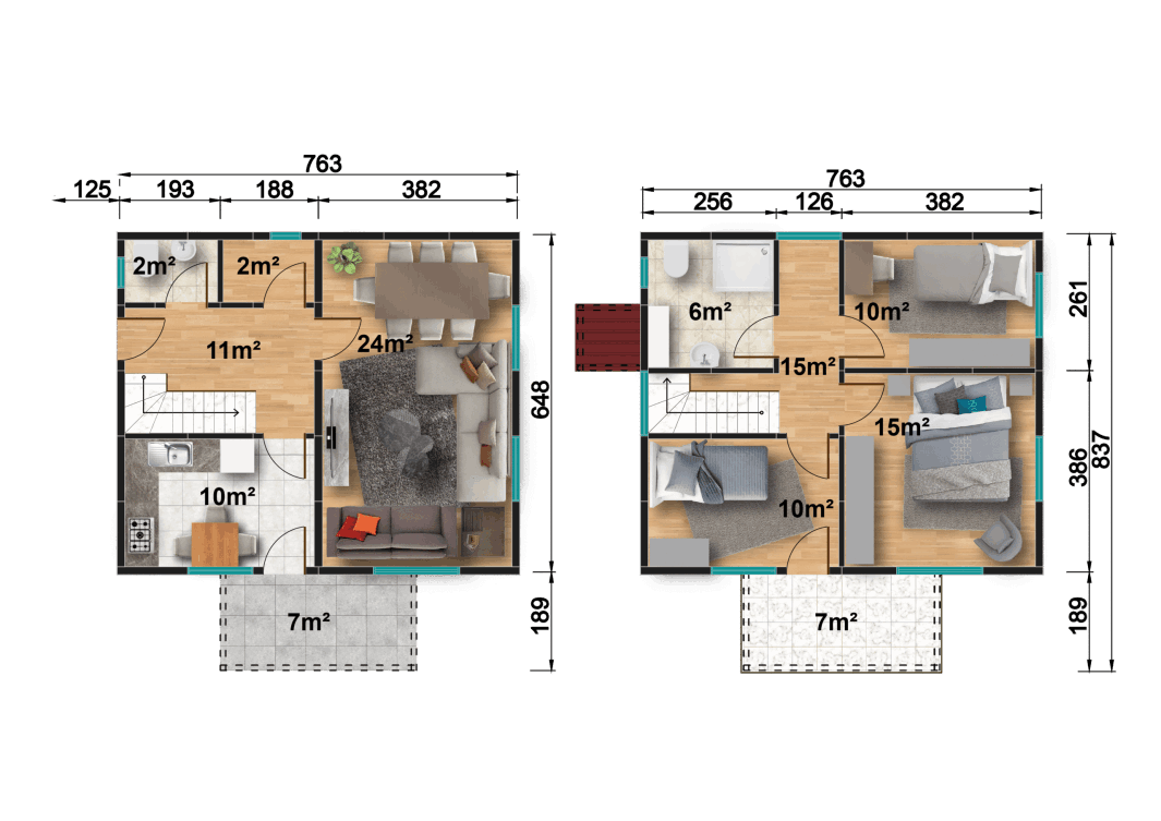 YP205 Çift Katlı Prefabrik Ev