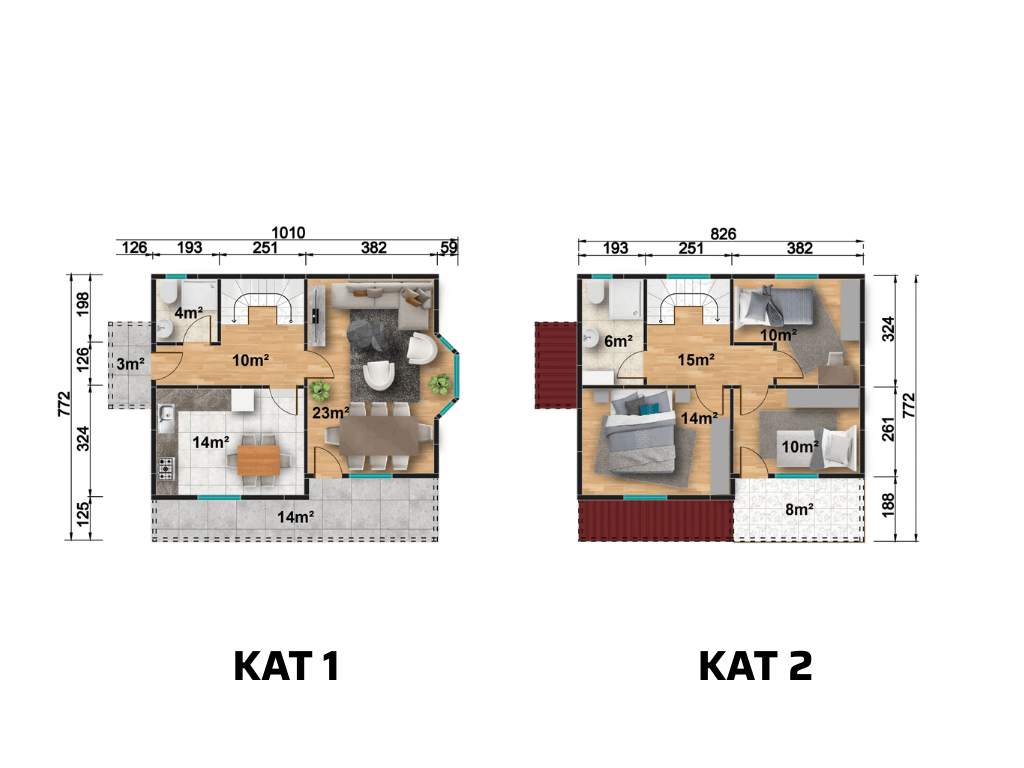YP208 Çift Katlı Prefabrik Ev