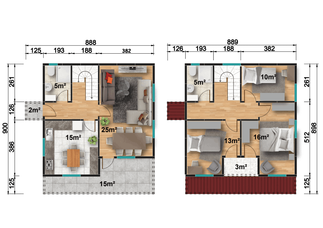 YP209 Çift Katlı Prefabrik Ev