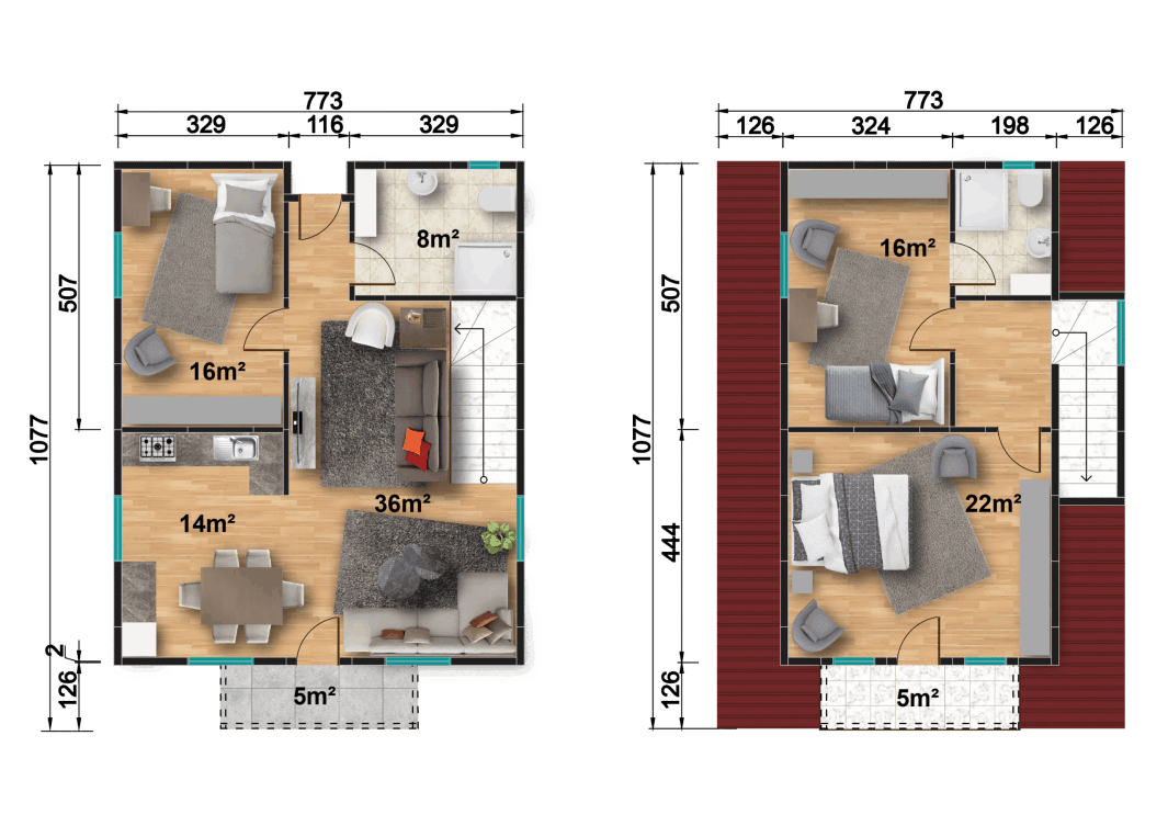 YP210 Çift Katlı Prefabrik Ev