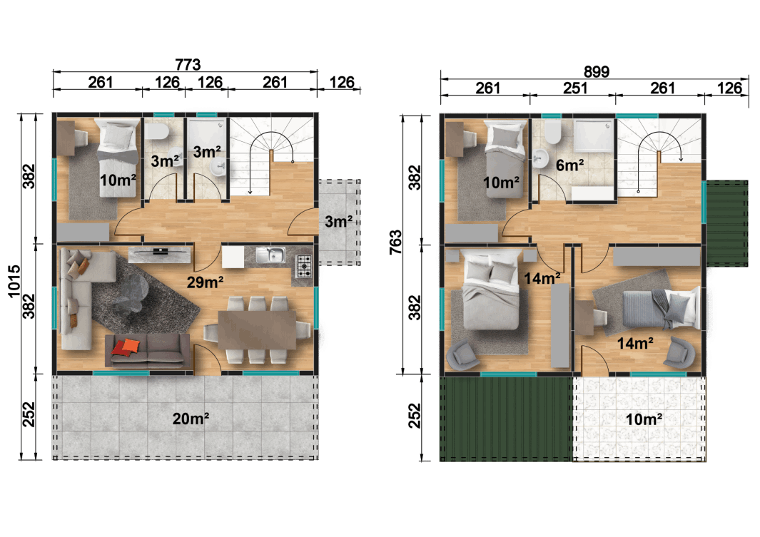 YP212 Çift Katlı Prefabrik Ev