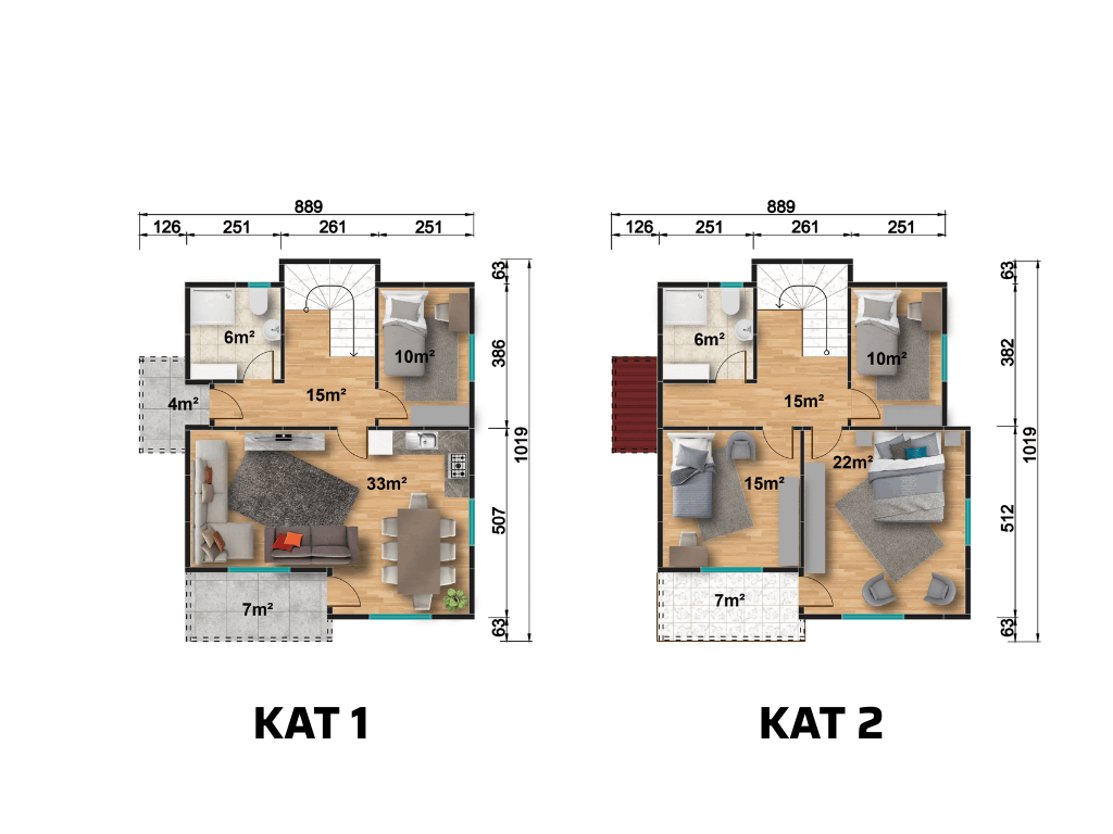 YP213 Çift Katlı Prefabrik Ev