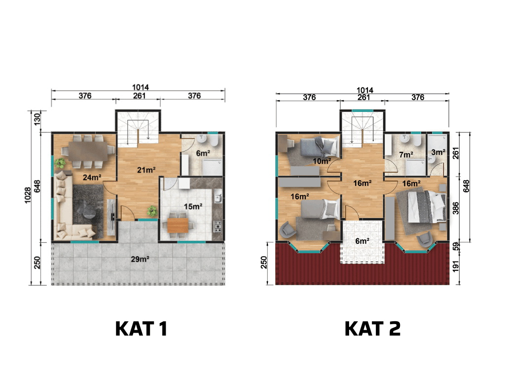 YP215 Çift Katlı Prefabrik Ev